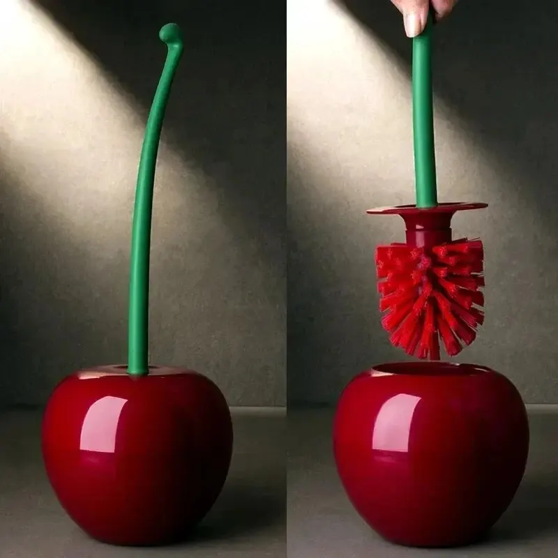 Kreatives Kirsch-Toilettenbürstenset – Rotes WC-Bürstenset mit Halter für Badezimmerdekor - Image 2