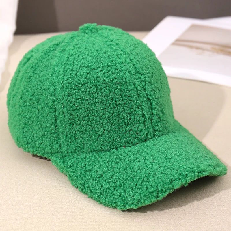 Herbst Winter Baseballkappe | Damen Kappe aus Kunstlammwolle | Warme Plüsch Baseballkappe - Image 3